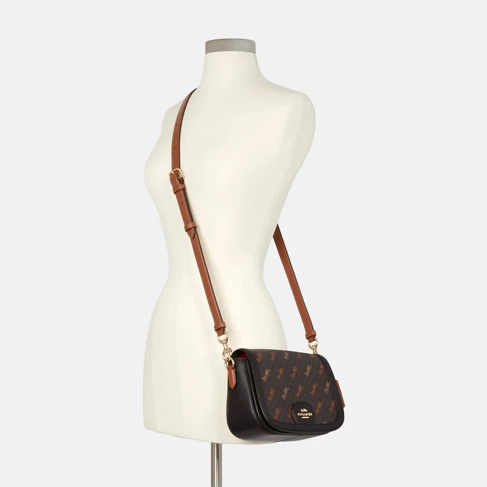 COACH SADDLE BAG WITH HORSE AND CARRIAGE DOT PRINT